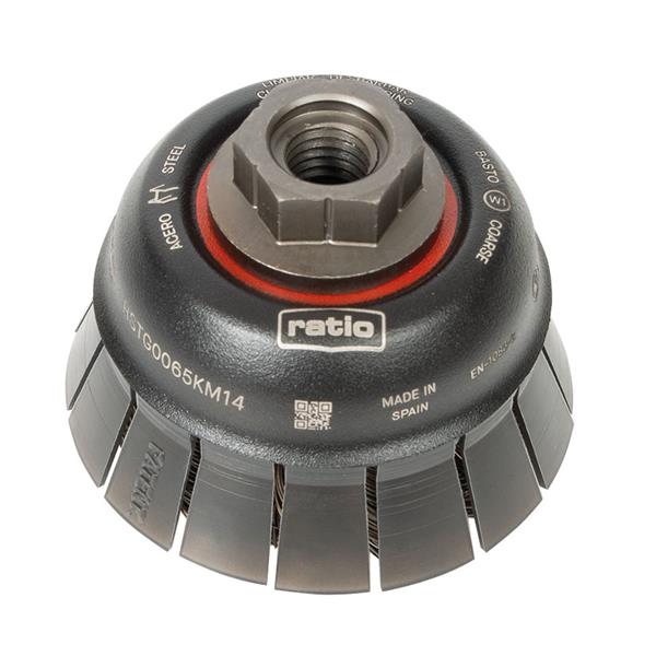 Cepillo taza con guarda protectora acero retorcido Oe65 mm.Oepuas 0,50